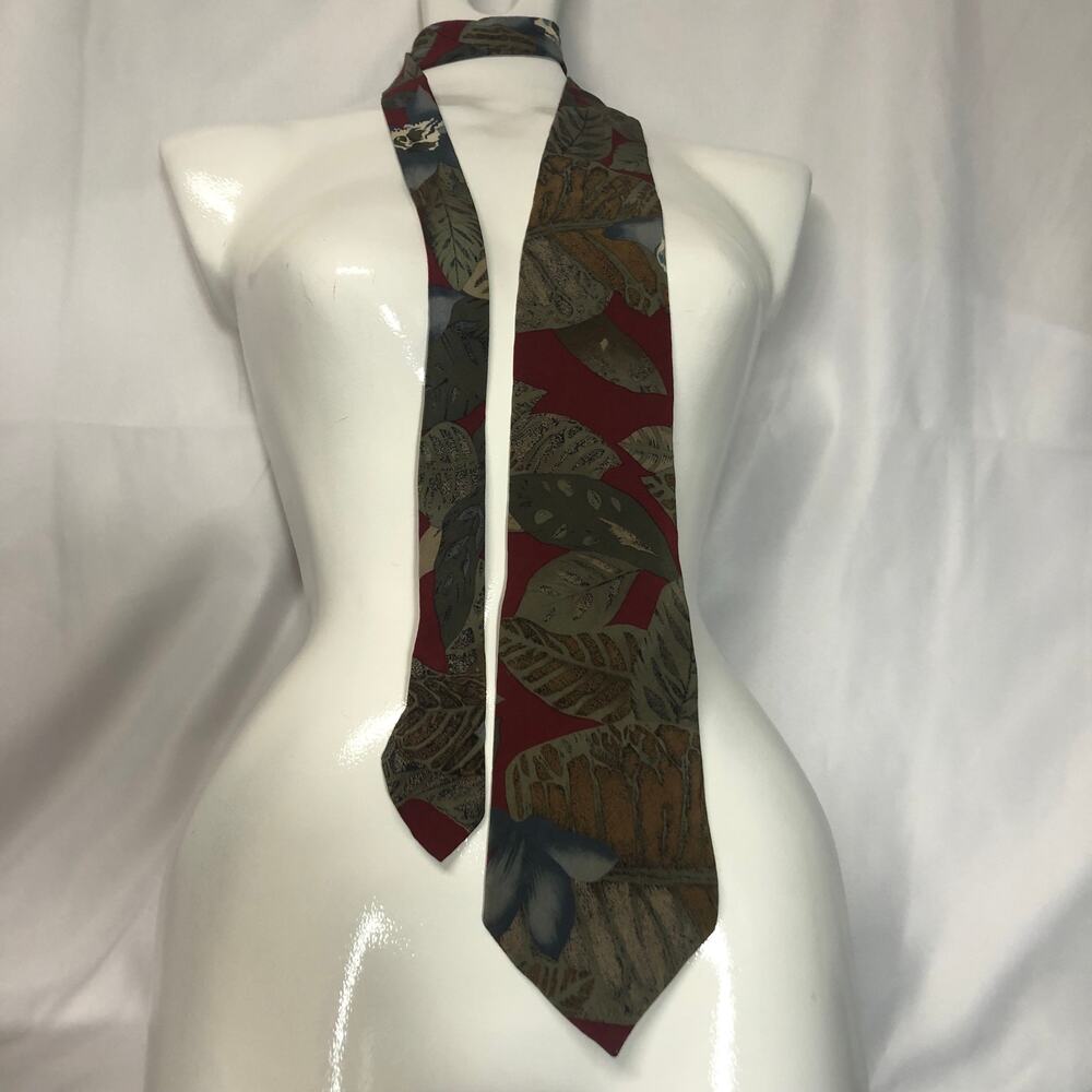 Enrico Coveri Tie Red Leaves 57"